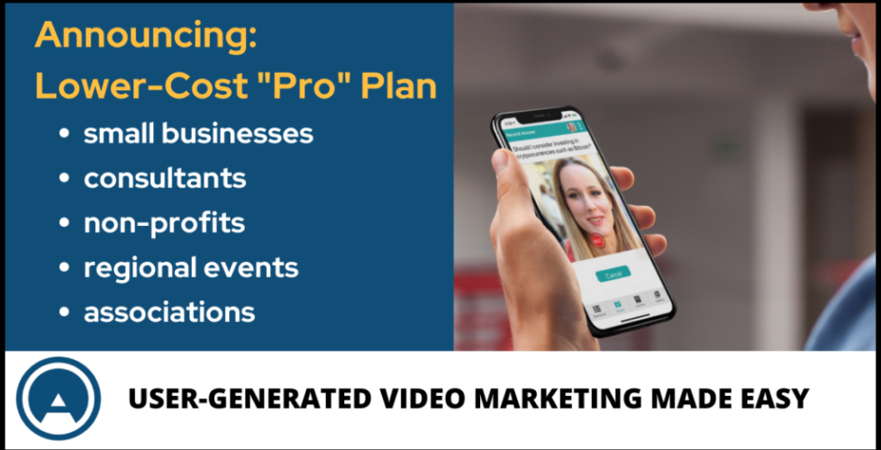 new lower-cost answerstage pro plan for user-generated video marketing